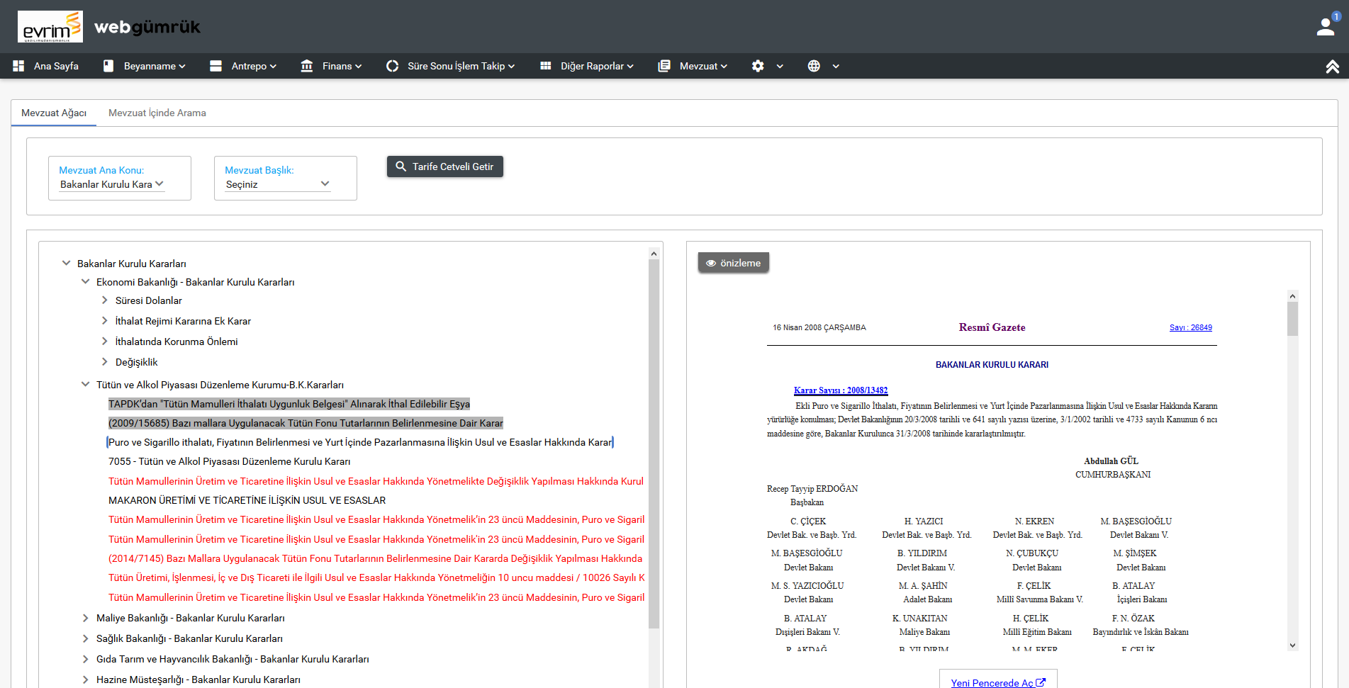 Web Gumruk Ana Sayfa